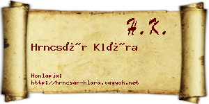 Hrncsár Klára névjegykártya
